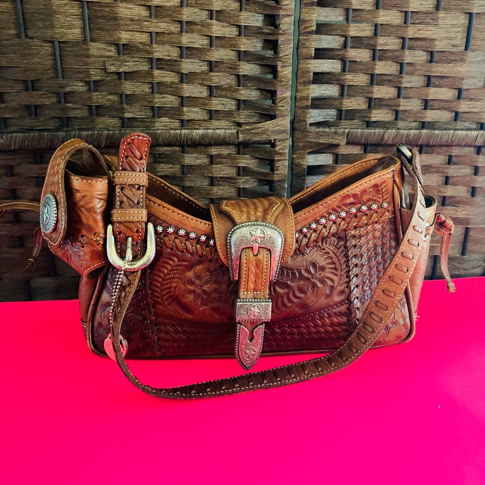 American West boho leather satchel handbag